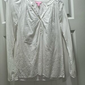 Lilly Pulitzer white long sleeve eyelet shirt